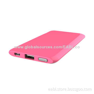 Mobile Phone Charger/Power Bank, 5,000mAh Lithium Polymer Battery, Colorful, Super Thin